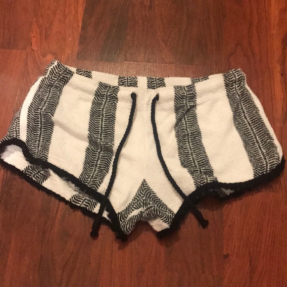 Hippie Laundry Black & White Drawstring Shorts - Picture 2 of 5